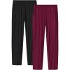 JINSHI Womens Pajama Pants with Pockets Soft Comfortable Lightweight Elastic Drawstring Modal Pajama Bottoms Lounge Pants(Black/Wine Red)
