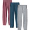 JINSHI Womens Pajama Pants with Pockets Soft Comfortable Lightweight Elastic Drawstring Modal Pajama Bottoms Lounge Pants(Light Grey/Pink/Blue)