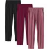 JINSHI Womens Pajama Pants with Pockets Soft Comfortable Lightweight Elastic Drawstring Modal Pajama Bottoms Lounge Pants(Wine Red/Light Purple/Black)