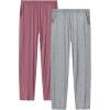 JINSHI Womens Pajama Pants with Pockets Soft Comfortable Lightweight Elastic Drawstring Modal Pajama Bottoms Lounge Pants(Y01-light Grey/Pink)