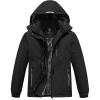 MoFiz Girls Ski Jacket Waterproof Fleece Lined Snowboard Jacket Warm Winter Snow Coats with Removable Hood(Black)