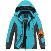 MoFiz Girls Ski Jacket Waterproof Fleece Lined Snowboard Jacket Warm Winter Snow Coats with Removable Hood(Blue)