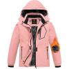 MoFiz Girls Ski Jacket Waterproof Fleece Lined Snowboard Jacket Warm Winter Snow Coats with Removable Hood(Pink)