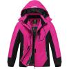 MoFiz Girls Ski Jacket Waterproof Fleece Lined Snowboard Jacket Warm Winter Snow Coats with Removable Hood(Rose Red)