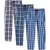 MoFiz Mens Pajama Bottoms Cotton 3 Pack Lounge Pants Set with Pockets Drawstring Plaid Pjs Bottoms Sleepwear with Button Fly(3-3pack Plaid)