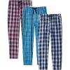 MoFiz Mens Pajama Bottoms Cotton 3 Pack Lounge Pants Set with Pockets Drawstring Plaid Pjs Bottoms Sleepwear with Button Fly(C-3pack Plaid)