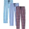 MoFiz Mens Pajama Bottoms Cotton 3 Pack Lounge Pants Set with Pockets Drawstring Plaid Pjs Bottoms Sleepwear with Button Fly(F-3pack Plaid)