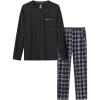MoFiz Men’s Pajamas Plaid Sets Sleepwear Sleep Long Sleeve Shirts and Pants Pajama Set Soft Mens Pjs Lounge Set with Pockets(Style-b)