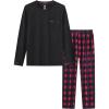 MoFiz Men’s Pajamas Plaid Sets Sleepwear Sleep Long Sleeve Shirts and Pants Pajama Set Soft Mens Pjs Lounge Set with Pockets(Style-c)