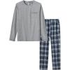 MoFiz Men’s Pajamas Plaid Sets Sleepwear Sleep Long Sleeve Shirts and Pants Pajama Set Soft Mens Pjs Lounge Set with Pockets(Style-e)