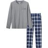 MoFiz Men’s Pajamas Plaid Sets Sleepwear Sleep Long Sleeve Shirts and Pants Pajama Set Soft Mens Pjs Lounge Set with Pockets(Style-f)