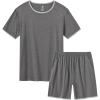 MoFiz Men’s Pajamas Set Sleepwear Sleep Shirt and Shorts Pajama Set Lightweight Soft Mens Pjs Lounge Set with Pockets S-3XL(Dark Grey)
