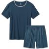 MoFiz Men’s Pajamas Set Sleepwear Sleep Shirt and Shorts Pajama Set Lightweight Soft Mens Pjs Lounge Set with Pockets S-3XL(Royal Blue)