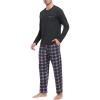 MoFiz Men’s Plaid Pajama Set Long Sleeve, Soft 2-Piece Sleepwear with Pockets | Cozy PJs & Loungewear for Holiday, Christmas(55-black Plaid)