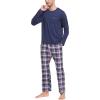 MoFiz Men’s Plaid Pajama Set Long Sleeve, Soft 2-Piece Sleepwear with Pockets | Cozy PJs & Loungewear for Holiday, Christmas(57-pink Plaid)