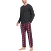 MoFiz Men’s Plaid Pajama Set Long Sleeve, Soft 2-Piece Sleepwear with Pockets | Cozy PJs & Loungewear for Holiday, Christmas(58-red Plaid)