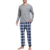 MoFiz Men’s Plaid Pajama Set Long Sleeve, Soft 2-Piece Sleepwear with Pockets | Cozy PJs & Loungewear for Holiday, Christmas(59-navy Plaid)