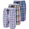MoFiz Men’s Plaid Pajama Shorts 3-Pack Woven Cotton Sleep & Lounge Shorts, Lightweight PJ Bottoms with Pockets & Button Fly(3 Pack-a)