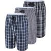 MoFiz Men’s Plaid Pajama Shorts 3-Pack Woven Cotton Sleep & Lounge Shorts, Lightweight PJ Bottoms with Pockets & Button Fly(3 Pack-b)