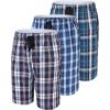 MoFiz Men’s Plaid Pajama Shorts 3-Pack Woven Cotton Sleep & Lounge Shorts, Lightweight PJ Bottoms with Pockets & Button Fly(3 Pack-c)