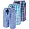 MoFiz Men’s Plaid Pajama Shorts 3-Pack Woven Cotton Sleep & Lounge Shorts, Lightweight PJ Bottoms with Pockets & Button Fly(3 Pack-d)