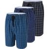 MoFiz Men’s Plaid Pajama Shorts 3-Pack Woven Cotton Sleep & Lounge Shorts, Lightweight PJ Bottoms with Pockets & Button Fly(3 Pack-e)