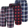 MoFiz Men’s Plaid Pajama Shorts 3-Pack Woven Cotton Sleep & Lounge Shorts, Lightweight PJ Bottoms with Pockets & Button Fly(Plaid-a(polyester))