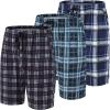 MoFiz Men’s Plaid Pajama Shorts 3-Pack Woven Cotton Sleep & Lounge Shorts, Lightweight PJ Bottoms with Pockets & Button Fly(Plaid-b(polyester))