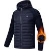 MoFiz Mens Running Hybrid Fleece Jackets Lightweight Puffy Hiking Jacket Winter Thermal Full Zip Hood Insulated Jacket Coat(A-navy)