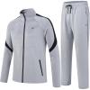 MoFiz Men’s Tracksuits Sweatsuits for Men Athletic Set 2 Piece Track Suits Jogging Casual Warm Up Full Zip Running Sports(04-grey+black)