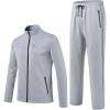MoFiz Men’s Tracksuits for Men Athletic Sweatsuits Set 2 Piece Track Suits Jogging Casual Warm Up Full Zip Running Sports(A04-light Grey)