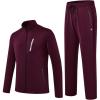 MoFiz Men’s Tracksuits for Men Athletic Sweatsuits Set 2 Piece Track Suits Jogging Casual Warm Up Full Zip Running Sports(A05-dark Red)