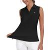 MoFiz Women Racerback Sleeveless Golf Polo Shirt V-Neck Collarless Tennis Running Tank Tops Quick Dry Athletic Casual(2025-black)