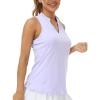 MoFiz Women Racerback Sleeveless Golf Polo Shirt V-Neck Collarless Tennis Running Tank Tops Quick Dry Athletic Casual(A-purle)