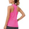 MoFiz Women Racerback Sleeveless Golf Polo Shirt V-Neck Collarless Tennis Running Tank Tops Quick Dry Athletic Casual(A-rose Red)