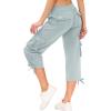 MoFiz Women’s Cargo Capris Hiking Pants Lightweight Quick Dry Outdoor Athletic Travel Casual Loose Comfy Cute Pockets(17-light Grey)