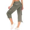 MoFiz Women’s Cargo Capris Hiking Pants Lightweight Quick Dry Outdoor Athletic Travel Casual Loose Comfy Cute Pockets(4-grey Khaki)