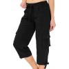 MoFiz Women’s Cargo Capris Hiking Pants Lightweight Quick Dry Outdoor Athletic Travel Casual Loose Comfy Cute Pockets(Black)