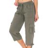 MoFiz Women’s Cargo Capris Hiking Pants Lightweight Quick Dry Outdoor Athletic Travel Casual Loose Comfy Cute Pockets(Grey)