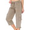 MoFiz Women’s Cargo Capris Hiking Pants Lightweight Quick Dry Outdoor Athletic Travel Casual Loose Comfy Cute Pockets(Khaki)