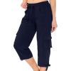 MoFiz Women’s Cargo Capris Hiking Pants Lightweight Quick Dry Outdoor Athletic Travel Casual Loose Comfy Cute Pockets(Navy)