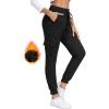 MoFiz Women’s Fleece Cargo Joggers Hiking Pants High Waisted Thermal Outdoor Sweatpants for Women with Pockets(Black)