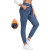 MoFiz Women’s Fleece Cargo Joggers Hiking Pants High Waisted Thermal Outdoor Sweatpants for Women with Pockets(Blue 01)