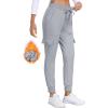 MoFiz Women’s Fleece Cargo Joggers Hiking Pants High Waisted Thermal Outdoor Sweatpants for Women with Pockets(Silver Gray)