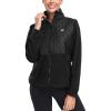 MoFiz Womens Fleece Lined Insulated Hiking Jacket Lightweight Warm Hybrid Softshell Full Zip Winter Fall Running Coat(Black 02)