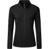 MoFiz Women’s Full Zip up Athletic Jackets Fleece Lined Sports Running Track Jacket Stretchy Workout Tops with Pockets(2024-black-fleece)