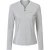 MoFiz Women’s Golf Polo Shirt UPF 50+ Sun Protection 1/4 Zip Long Sleeve Pullover Tops Quick Dry Athletic Sport T-Shirt(Gray White)