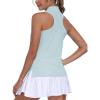 MoFiz Women’s Golf Shirts Sleeveless Tennis Tank Tops Racerback Polo V Neck Collared Quick Dry Athletic Tanks(Light Blue 02)