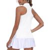 MoFiz Women’s Golf Shirts Sleeveless Tennis Tank Tops Racerback Polo V Neck Collared Quick Dry Athletic Tanks(White 02)