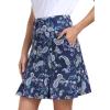 MoFiz Women’s Golf Skirts Knee Length Drawstring Athletic Tennis Skort Modest Long Sport Active Casual Summer Skirt Pockets(Navy-pattern)